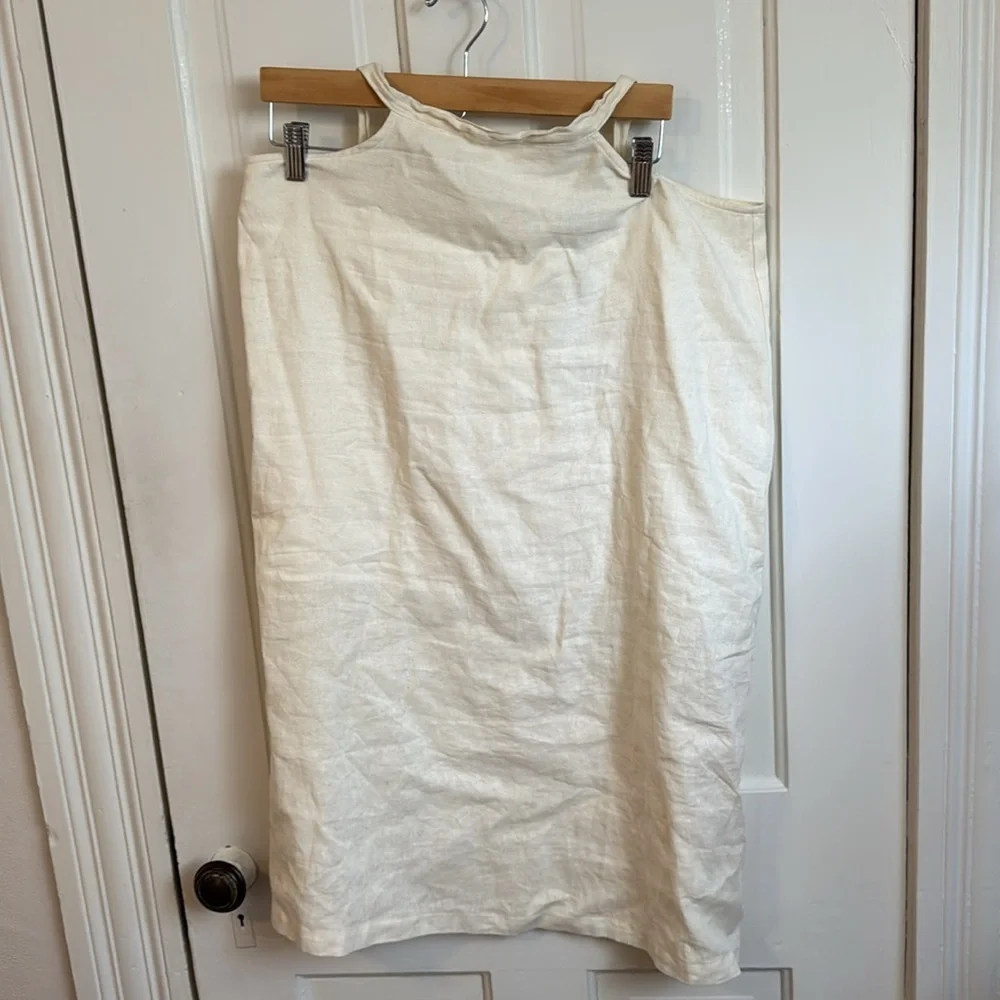 WeWoreWhat // Linen Blend Cut Out Midi Skirt